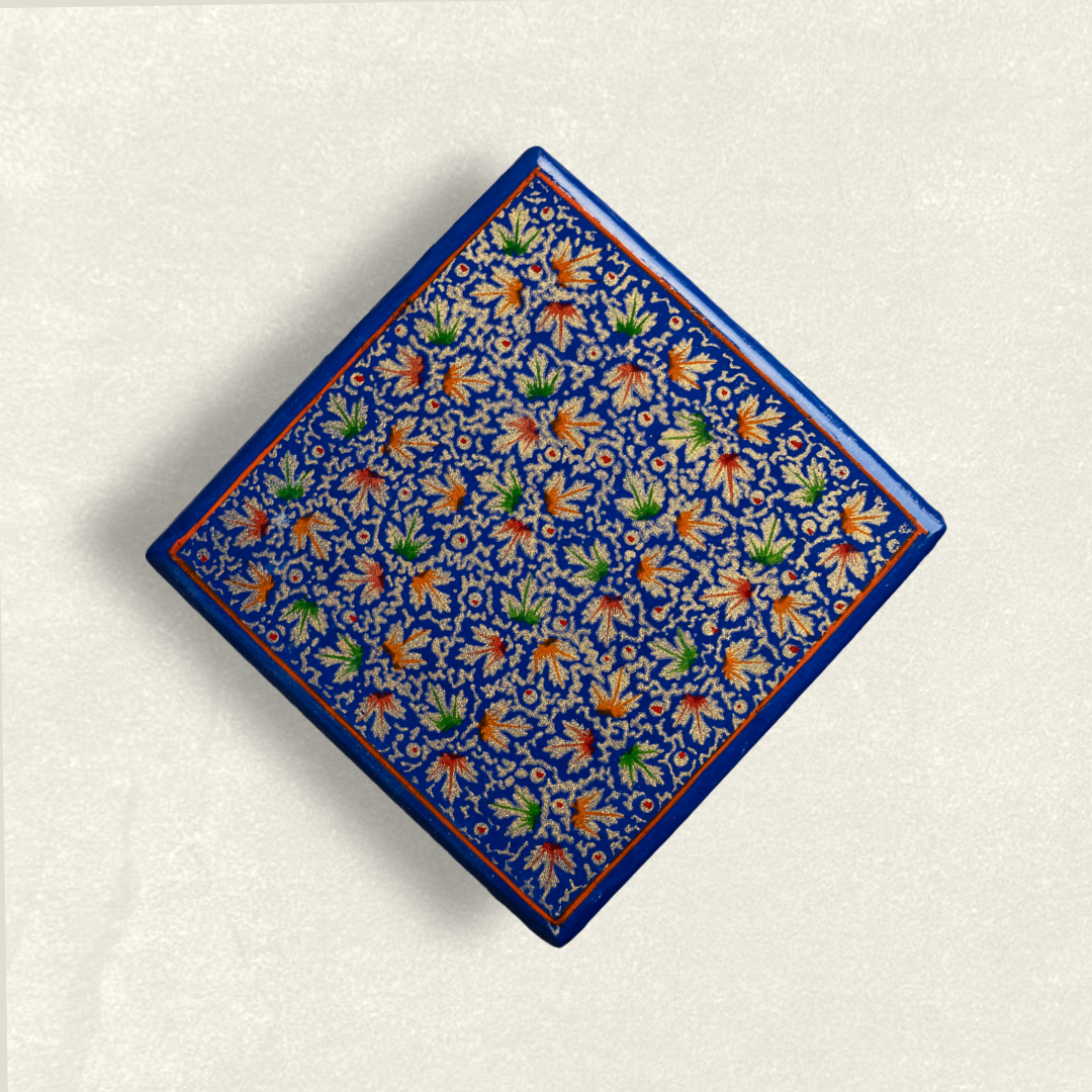 Floral Tapestry Coasters with Holder